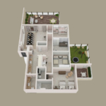 3D Floor Plan of Apartment 1